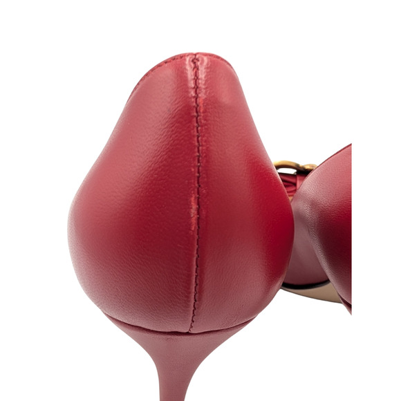Gucci Red Leather Pearl Bee Bow Pumps Size 40 - Picture 6 of 10